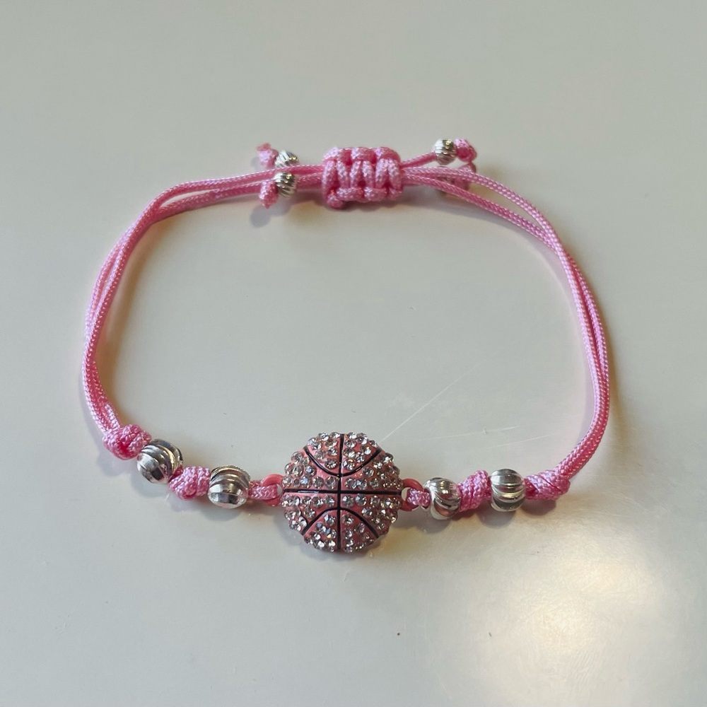 New Handmade Pink Basketball Charm Bracelet